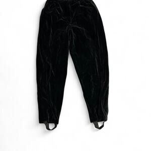 26” classic 1980s black velvet  joggers with elastic foot straps and waistband